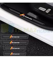 Skoda Octavia Karbon Kapı Eşiği Koruma Araba Etiket Oto Sticker Yapıştırma 4 Parça