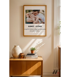 Kişiye Özel İsimli Bebek Fotoğrafı Posteri, Ahşap Çerçeveli Duvar Tablosu