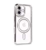 Apple İphone 16 Kılıf Joke Simli Magneticsafe Kılıf - Gri