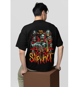 Slipknot Prepare For Hell Tour Yazılı Unisex Oversize Rock Metal Müzik Grubu Tişört