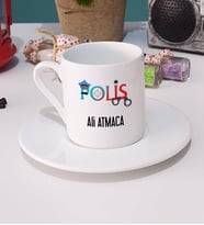 Polis Türk Kahvesi Fincanı Beyaz