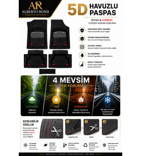 BMW i Serisi i4 2024+ Model Uyumlu Enerox KROM 5D Havuzlu Paspas Universal-Yumuşak Kaymaz Taban