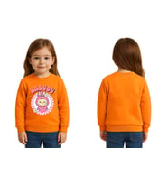 Unisex Labubu Baskılı Çocuk Swaetshirt 3 İplik Şardonlu (Turuncu)
