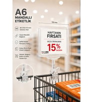 A6 Fiyatlık Mandallı Etiketlik Sepet Raf Askılık Fiyat Etiketi Çerçeveli Market Mağaza Şeffaf