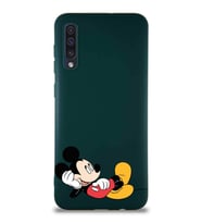 Samsung Galaxy A50 Soft Premier Kapak Mickey Mouse-F Tasarımlı Silikon Kılıf - Yeşil (Şeffaf)