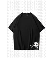 Unisex Kadın Erkek Nevermınd Panda Özel Tasarım Baskılı  Oversize Tshirt (Siyah)