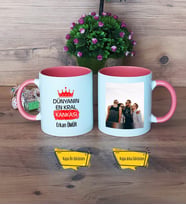 Arkadaşa Hediye Kupa Bardak Pembe Fotoğraflı Doğum Günü Hediyesi