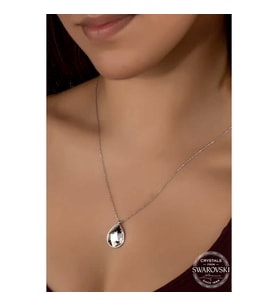 Swarovski Crystal Taşlı Damla Gümüş Kadın Kolye
