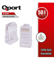 QPORT Cat6 UTP Q-J650 RJ45 50li paket Plastik Konnektör