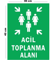 Metal Acil Toplanma Alanı 30 cm x 40 cm A3 Büyüklüğünde Uyarı Levhası Yönlendirme Tabelası