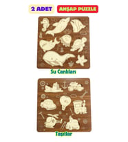 Çocuk Puzzle (Yapboz) Birinci Sınıf Ahşap 2 Parça Eğitici Öğretici Eğlenceli Set