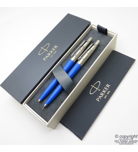 Parker Jotter Original Mavi Tükenmez Kalem + 0.5 Versatil (uçlu) Kalem Set  İsme Özel Kalem  Hediyelik Kalem