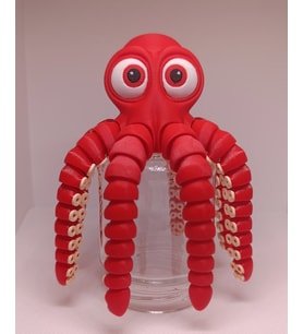 Loy3D Oyuncak Ahtapot (Büyük) Hareketli 20x20x6 cm 1 Adet (Kırmızı)
