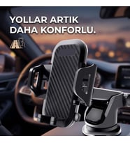 Sarsıntı Önleyici Araç ve Masa Telefon Standı - Güvenli Kıskaçlı, Kilitlenebilir Boyun
