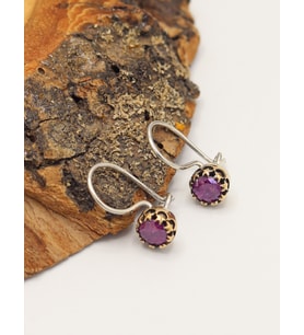 Pembe Paraiba Taşlı Küçük Yıldız Desenli El işi Otantik Gümüş Kadın Küpe 201025628
