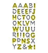 Sticker Kabartmalı Stiker Defter, Planlayıcı Etiket (metalik-754) - 17X9 cm - Metalik Alfabe Altın Gümüş
