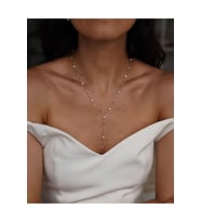 Minimalist İnci Y Kolye Altın Zincirli Düğün ve Abiye Aksesuarı