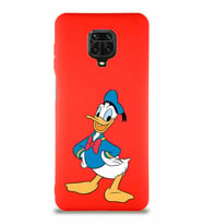 Xiaomi Redmi Note 9S Soft Premier Kapak Donald Duck-C Tasarımlı Silikon Kılıf - Kırmızı (Şeffaf)