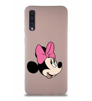 Samsung Galaxy A30S Soft Premier Kapak Minnie Mouse-A Tasarımlı Silikon Kılıf - Pudra (Şeffaf)