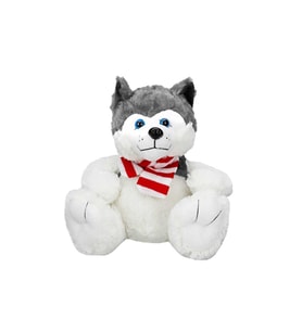 Sunman Oturan Husky Atkılı Peluş Köpek 30 Cm 10303 Gri