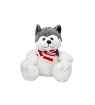 Sunman Oturan Husky Atkılı Peluş Köpek 30 Cm 10303 Gri