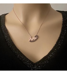 Rose Kaplama Annem Gümüş Kolye (Karışık)