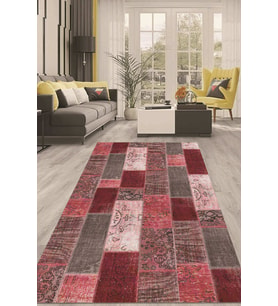 Dijital Kaymaz Taban Yıkanabilir Modern Renkli Salon Halısı Mutfak Halısı Yolluk ND-HT-980 (Pembe)