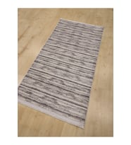 MAKROSER STİL 2064-3 GRİ MAVİ KADİFE KAYMAZ INCE HALI 80X150 CM
