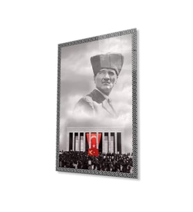 Atatürk Cam Tablo 4mm Dayanıklı Temperli Cam, Atatürk Glass Wall Art (Çok Renkli)