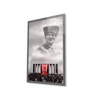 Atatürk Cam Tablo 4mm Dayanıklı Temperli Cam, Atatürk Glass Wall Art (Çok Renkli)