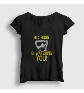 Presmono Kadın Siyah Big Boss Metal Gear Solid T-Shirt 463601tt