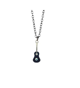Taşlı Gitar Nazar Boncuğu Kolye (Gümüş)