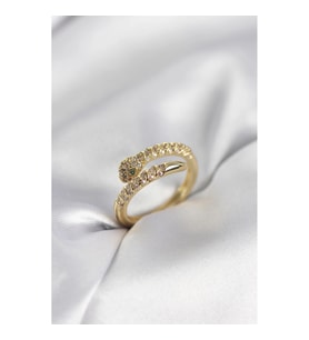 Mey İthalat® Yılan Model Gold Renk Zirkon Taşlı Kadın Yüzük