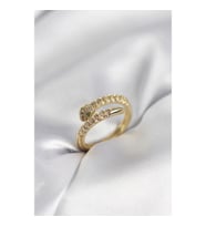Mey İthalat® Yılan Model Gold Renk Zirkon Taşlı Kadın Yüzük