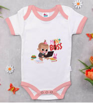 BK Kids Mini Boss Tasarımlı Pembe Bebek Body Zıbın-1
