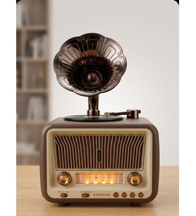 Nostaljik Gramofon Tasarımlı Bluetooth Hoparlör-FM/AM/SW 3 Band Radyo-USB/TF Kart