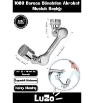Premium Seri 1080 Derece Dönebilen Metal Görünümlü Çift Fonksiyonlu Akrobat Musluk Ucu Başlığı