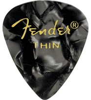 Fender 1980351743 Premium Celluloid 351 Shape Thin Gitar Penası (Black Moto) Siyah İnci Desen İnce Kalınlık ve Parlak Akustik Ton (12'li)
