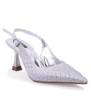 Dagoster DZA07-1143750 Gümüş 7,5 cm İnce Topuklu Abiye Kadın Ayakkabı