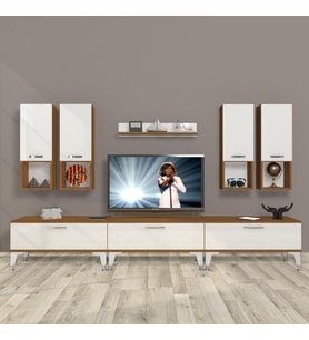 Decoraktiv Eko 8DA Slm Silver Tv Ünitesi Tv Sehpası (Beyaz - Kahverengi)
