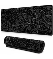 90x40 cm Mouse Pad, Beyaz Topografik Kontur Desenli Büyük Mouse Pad, Kaymaz Kauçuk Tabanlı, Dikişli Kenarlı 3 mm Klavye ve Mouse Altlığı, Minimal Desk Mat
