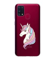 Samsung Galaxy M31 Kapak Unicorn Tasarımlı Şeffaf Silikon Kılıf