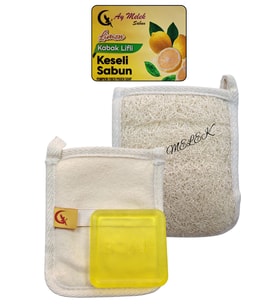 Doğal Kabak Lifli Limon Özlü Sabun Seti Doğal Kabak Lifi Banyo Kesesi - Kabak Lifli Yüz Kesesi