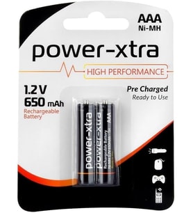 Power-Xtra 1.2V 650 mAh AAA ince Şarjlı Ni-Mh Pil - 2li Blister