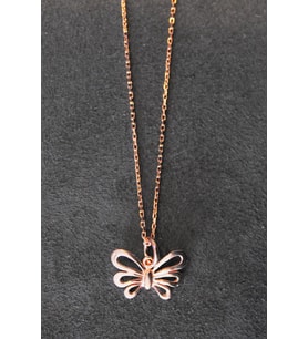Bella Gloria Kelebek Rose Gümüş Kolye (TGK0300)