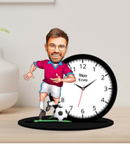 Kişiye Özel Karikatürlü Futbolcu Ahşap Biblo Masa Saati