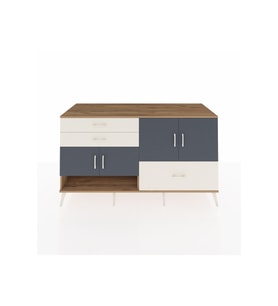 Kronos Konsol 3 Raflı 3 Çekmeceli 4 Kapaklı 176x59x99 Çam-Antrasit/Aytaşı