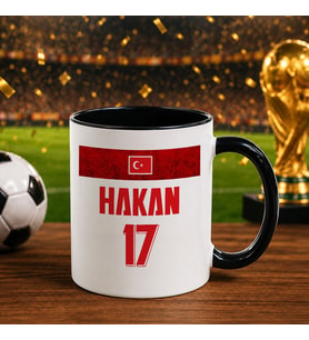 BK Gift Kişiye Özel Türkiye Taraftar Temalı 2026 Dünya Kupası Tasarımlı Siyah Kupa Bardak -5, Tek Yürek Milli Takım Ruhu