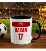 BK Gift Kişiye Özel Türkiye Taraftar Temalı 2026 Dünya Kupası Tasarımlı Siyah Kupa Bardak -5, Tek Yürek Milli Takım Ruhu