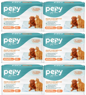 Pepy Evcil Hayvan Tuvalet Eğitim Pedi 60*90CM 180 Adet (6PK*30) (Beyaz)